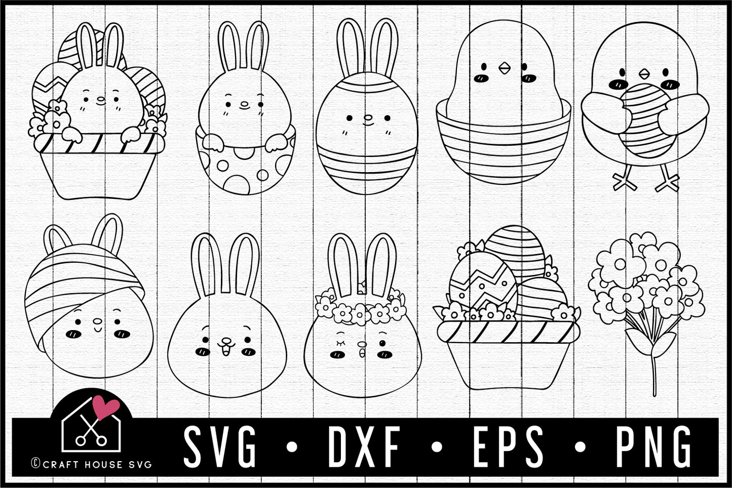 10 Easter Graphics SVG (Outline Version) | VB31 - Craft House SVG