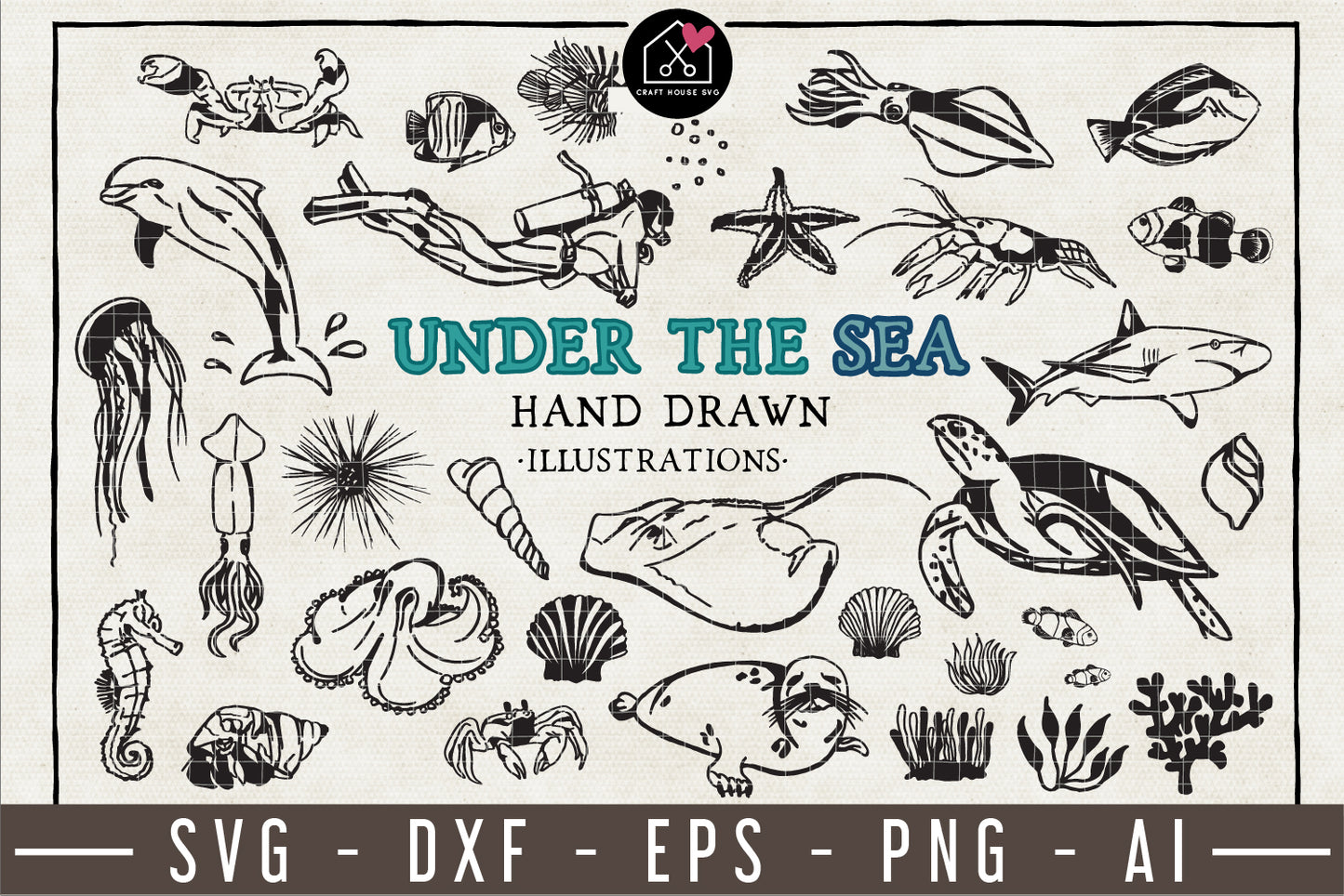 Under the Sea Illustration Pack - VB15 - Craft House SVG