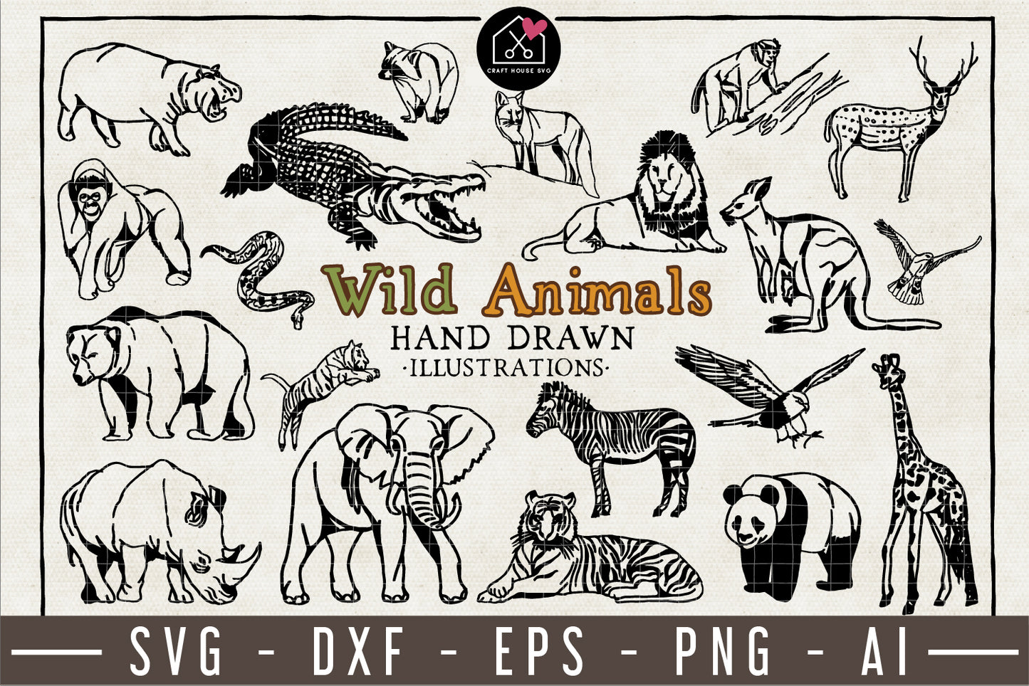 Wild Animals Illustration Pack - VB16 - Craft House SVG