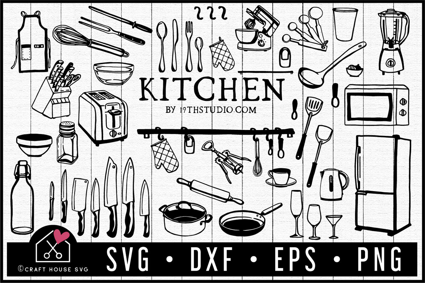 Kitchen Hand Drawn Illustration Pack - VB3 - Craft House SVG