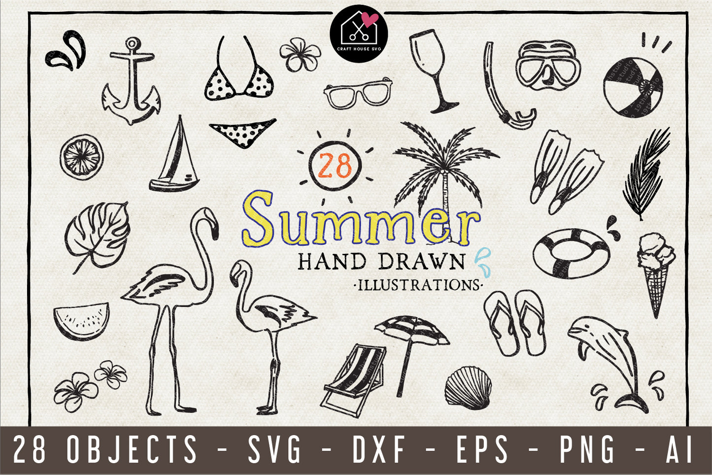 Summer Illustration Pack - VB7 - Craft House SVG