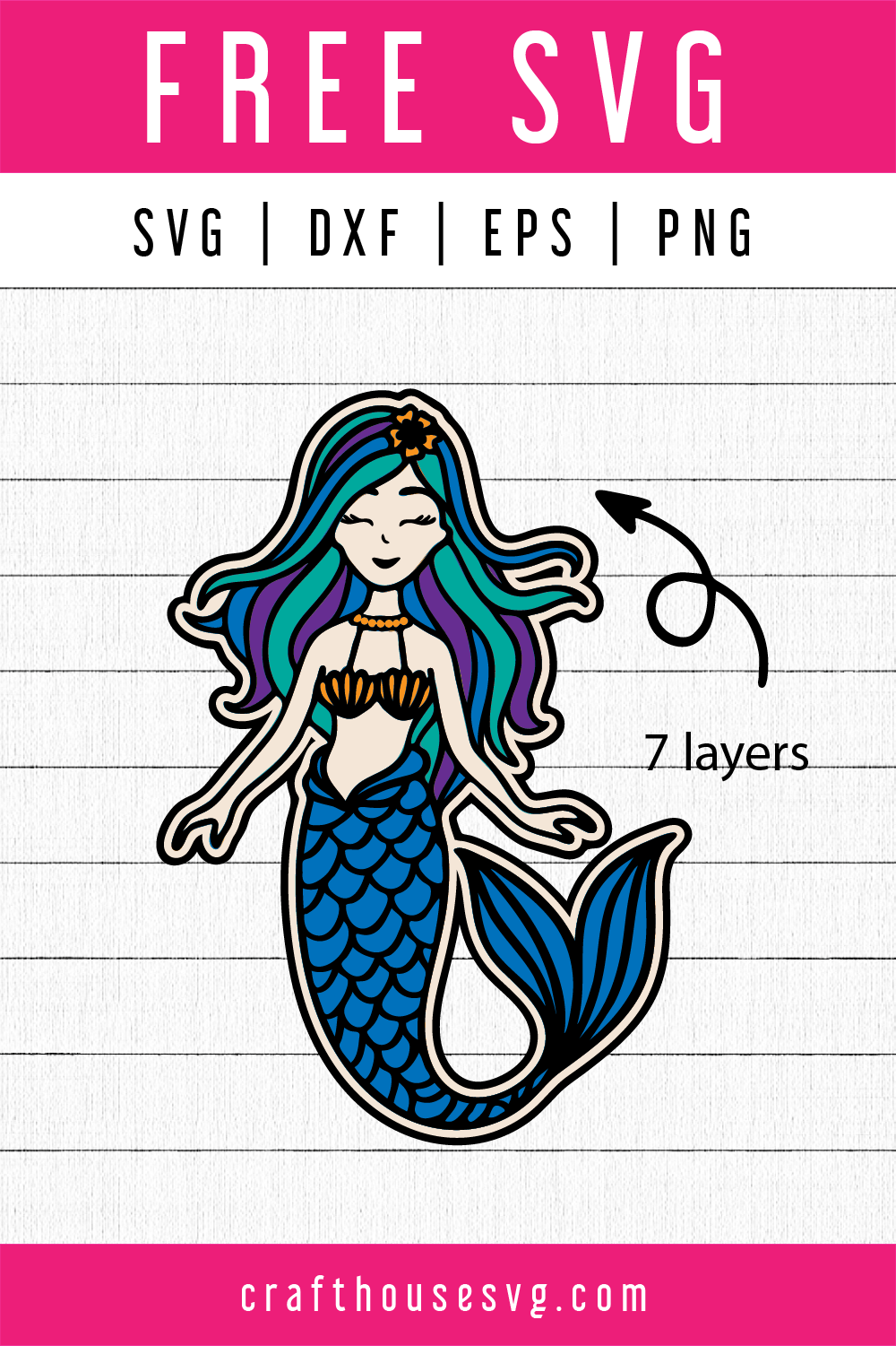 FREE 3D Layered Mermaid SVG | FB105 Craft House SVG - SVG files for Cricut and Silhouette