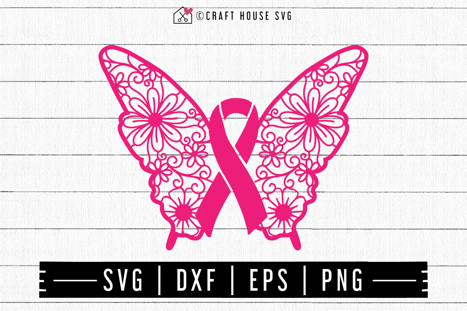 FREE Awareness ribbon butterfly mandala SVG | FB110 Craft House SVG - SVG files for Cricut and Silhouette