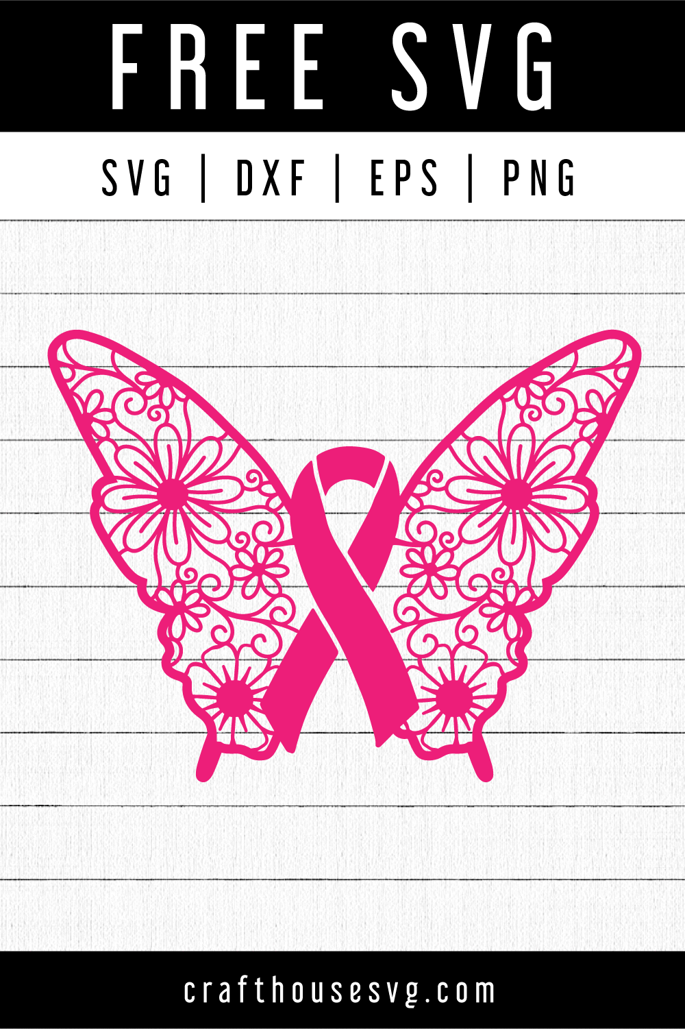 FREE Awareness ribbon butterfly mandala SVG | FB110 Craft House SVG - SVG files for Cricut and Silhouette