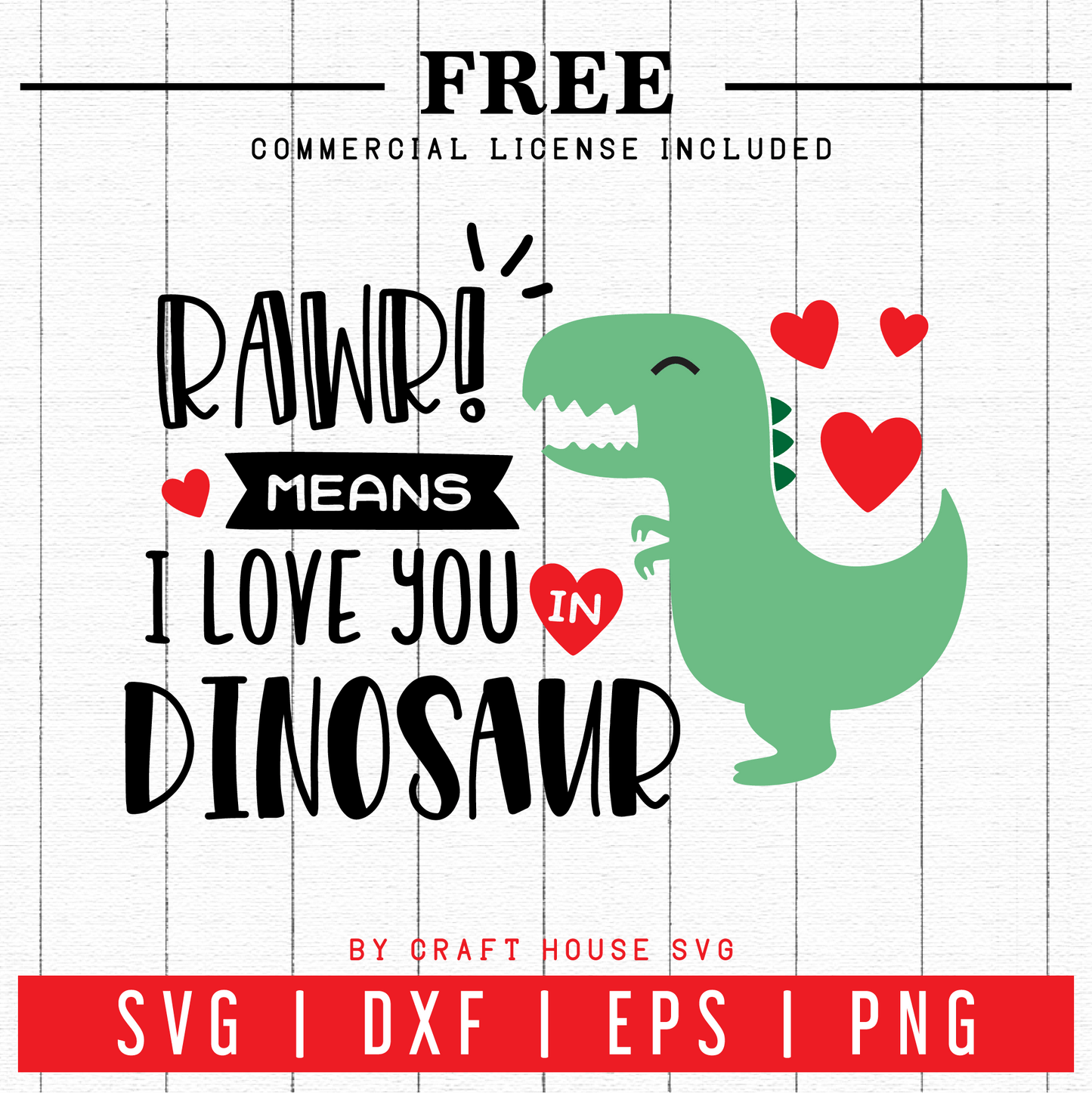 FREE | Dinosaur Valentines SVG | FB46 Craft House SVG - SVG files for Cricut and Silhouette