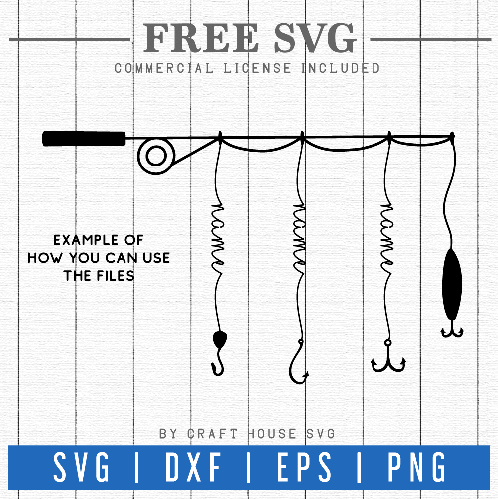 FREE Fishing rod SVG | FB114 Craft House SVG - SVG files for Cricut and Silhouette