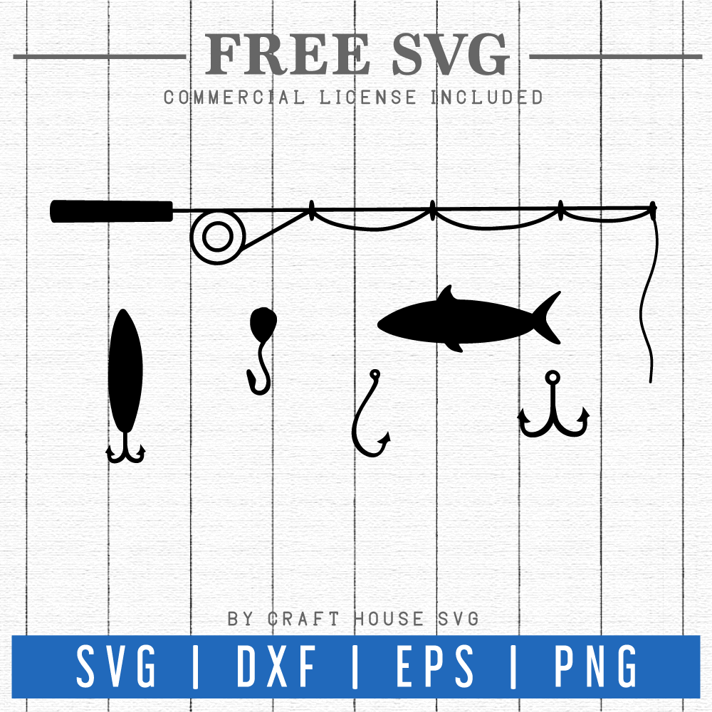FREE Fishing rod SVG | FB114 Craft House SVG - SVG files for Cricut and Silhouette