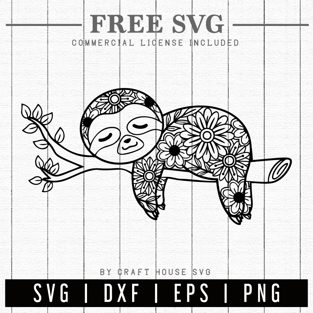 FREE Sloth Mandala SVG | FB129 Craft House SVG - SVG files for Cricut and Silhouette