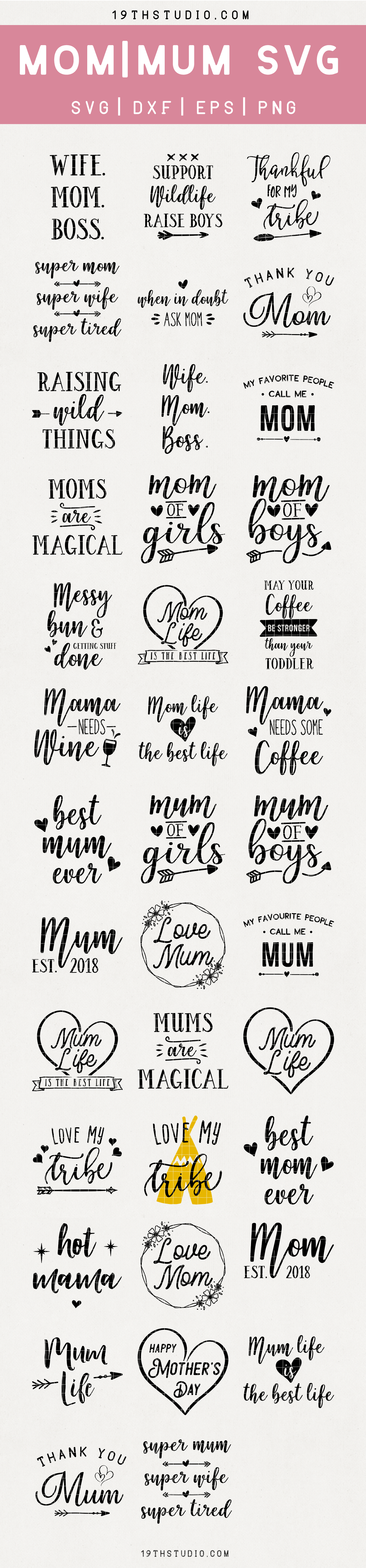 Mom | Mum SVG bundle | M23 Craft House SVG - SVG files for Cricut and Silhouette