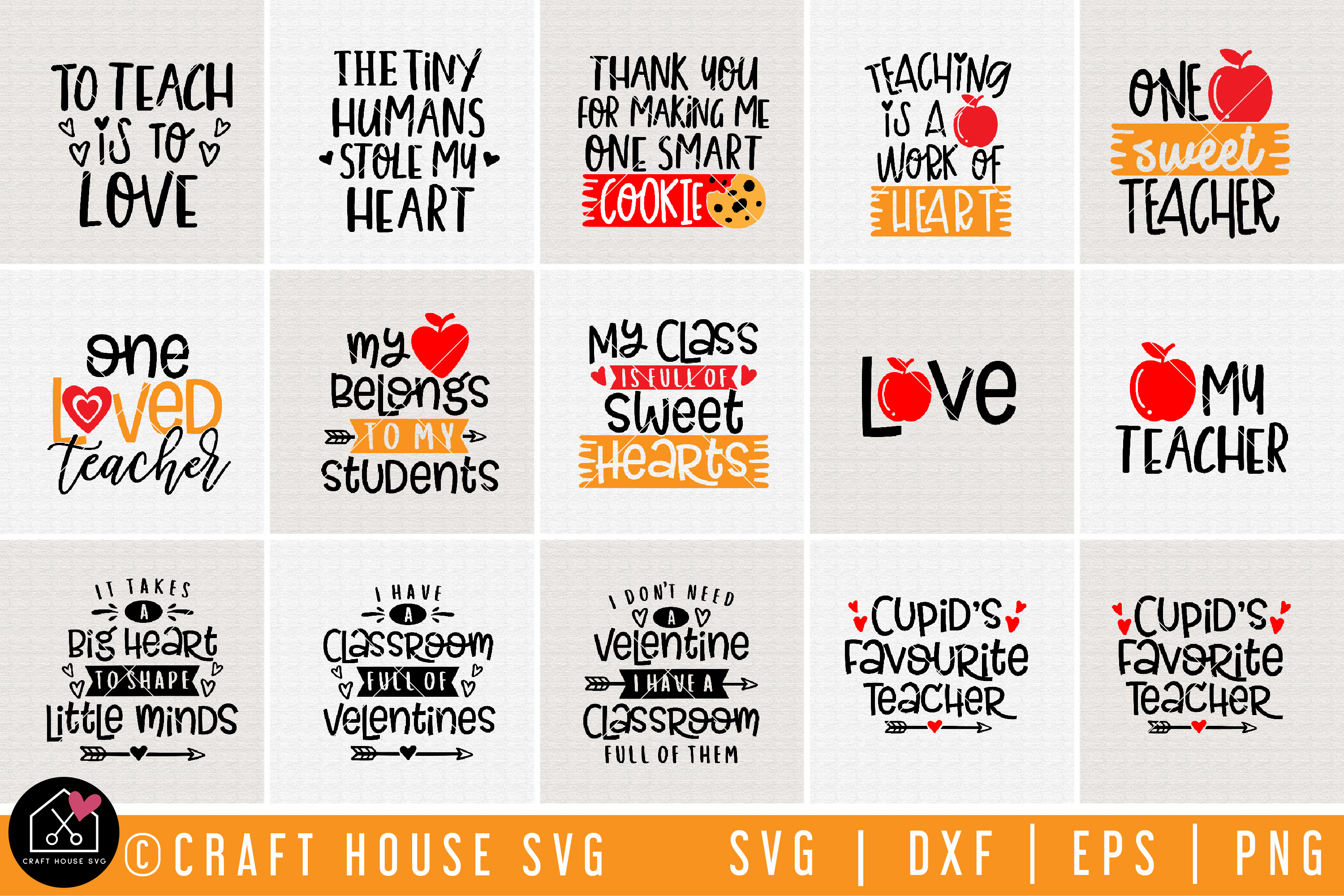 Teacher Valentine's Day SVG Bundle | MB63 Craft House SVG - SVG files for Cricut and Silhouette
