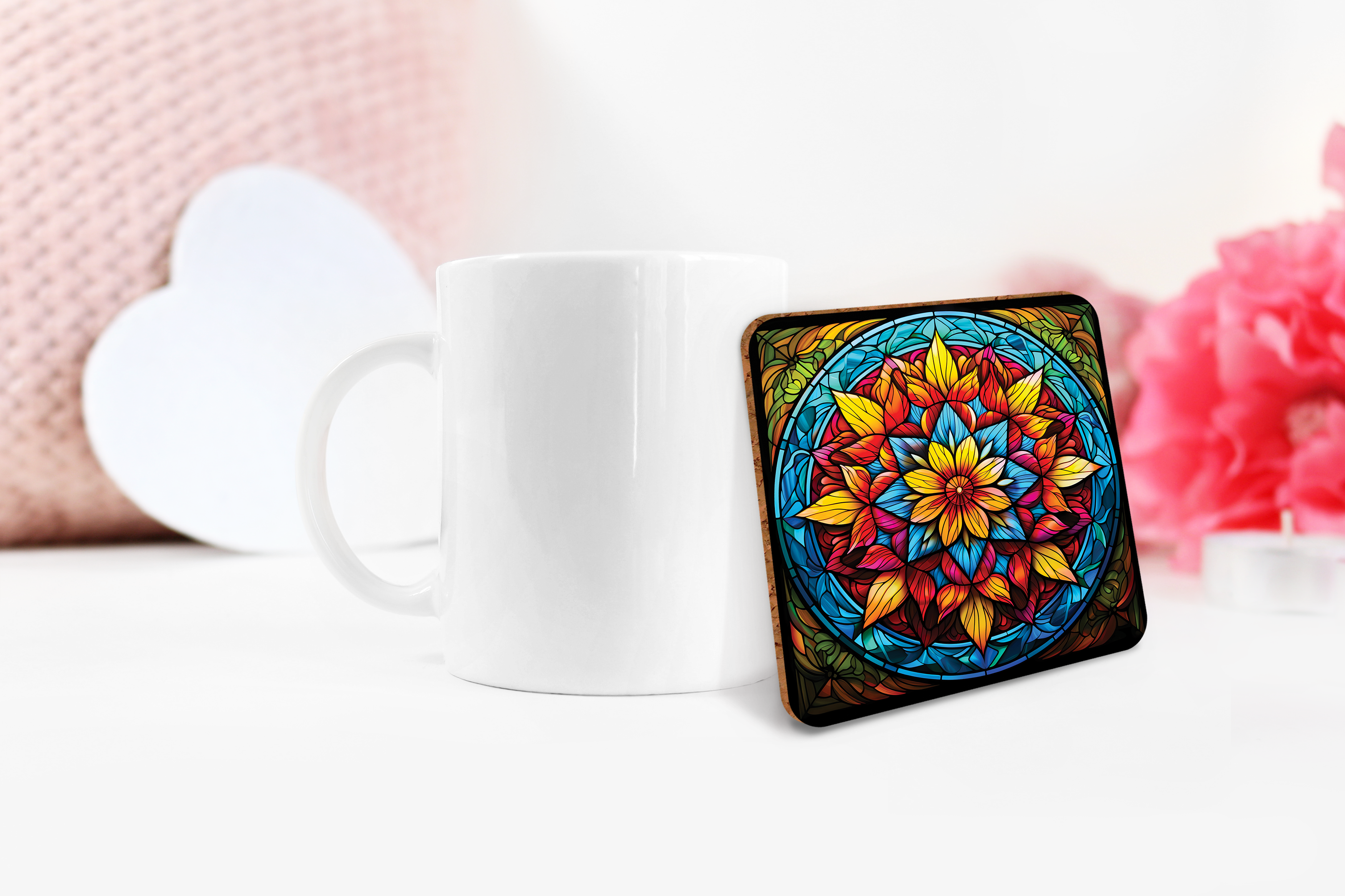 Stained Glass Mandala Sublimation Bundle Coaster Designs PNG - Craft House SVG