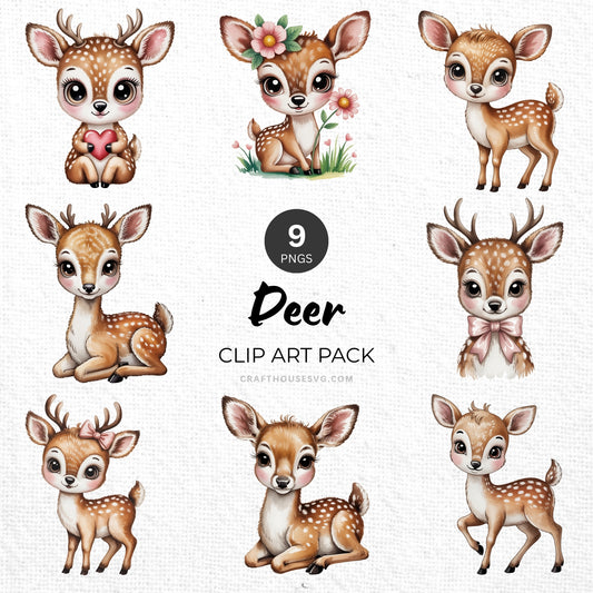 Deer Clipart Pack Sublimation Bundle PNG