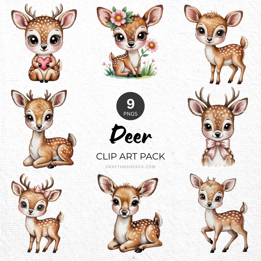 Deer Clipart Pack Sublimation Bundle PNG - Craft House SVG