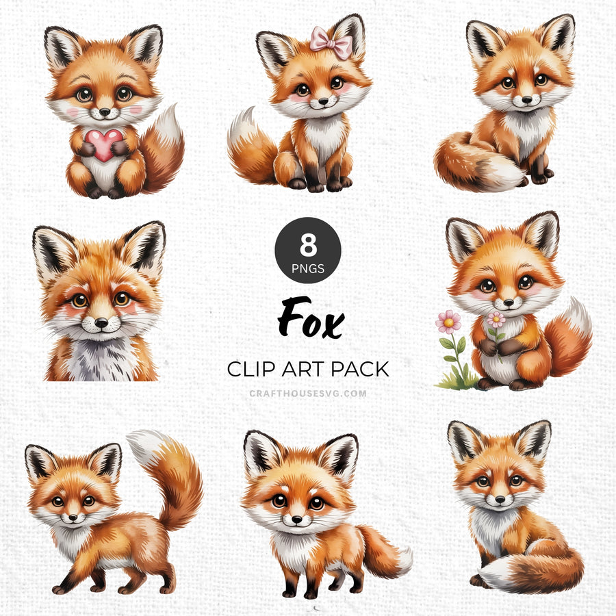 Fox Clipart Pack Sublimation Bundle PNG - Craft House SVG