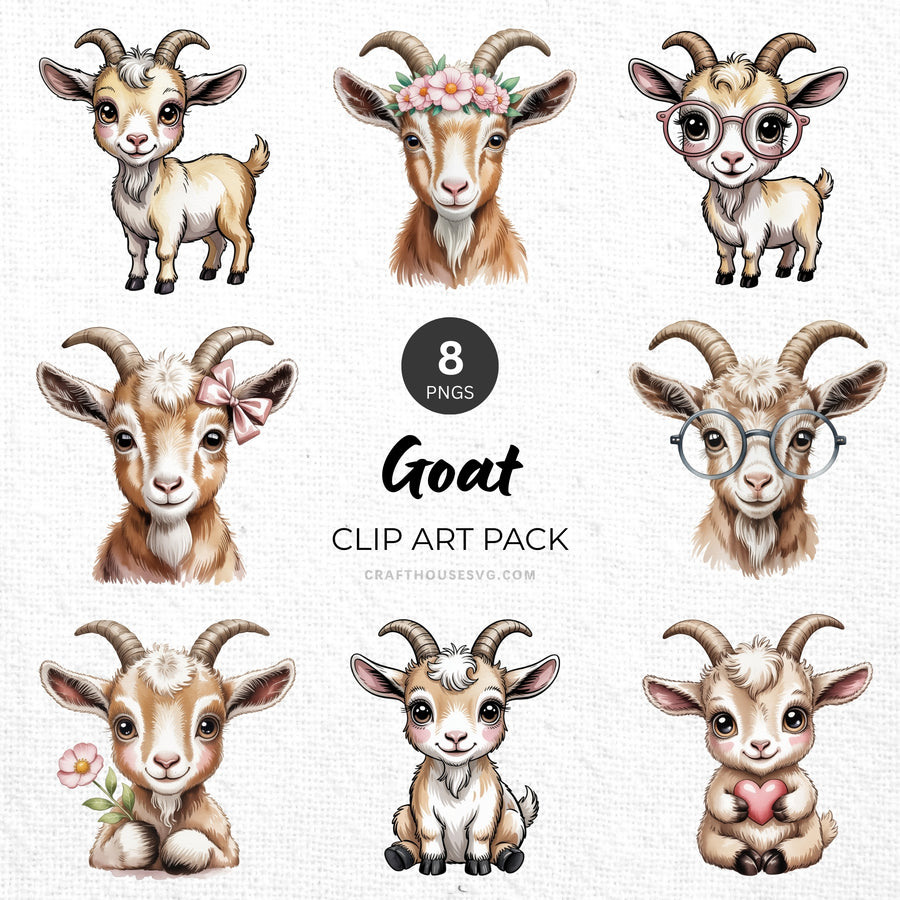 Goat Clipart Pack Sublimation Bundle PNG - Craft House SVG