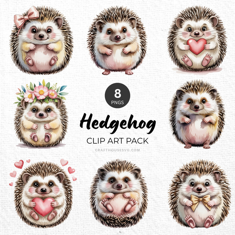 Hedgehog Clipart Pack Sublimation Bundle PNG - Craft House SVG