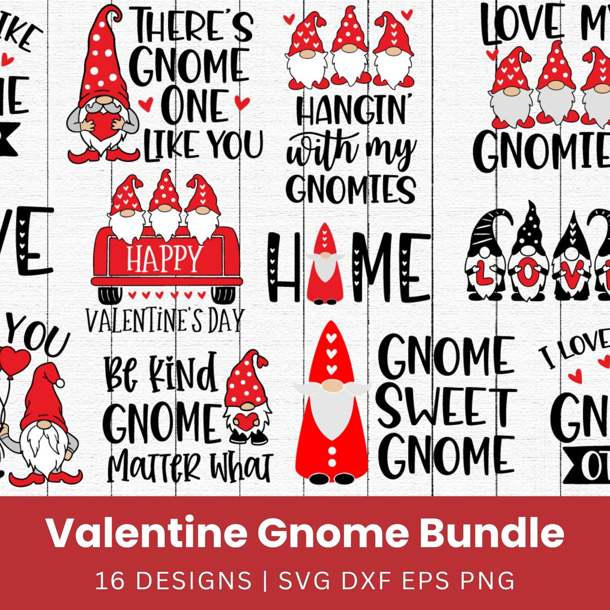 Valentine Gnome SVG Bundle