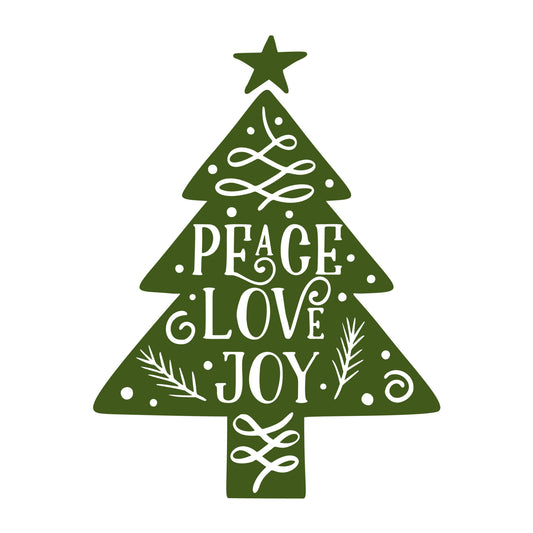 Peace Love Joy SVG design for Cricut, Silhouette, laser cutting, vinyl, sublimation, Christmas crafts, and DIY projects.