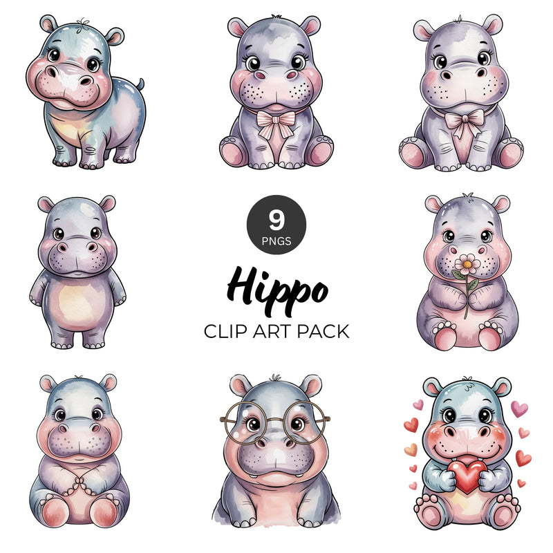 Hippo Clipart Pack