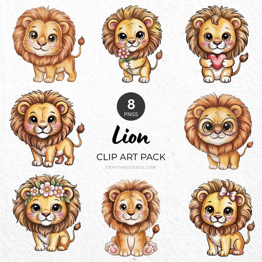Lion Clipart Pack Sublimation Bundle PNG