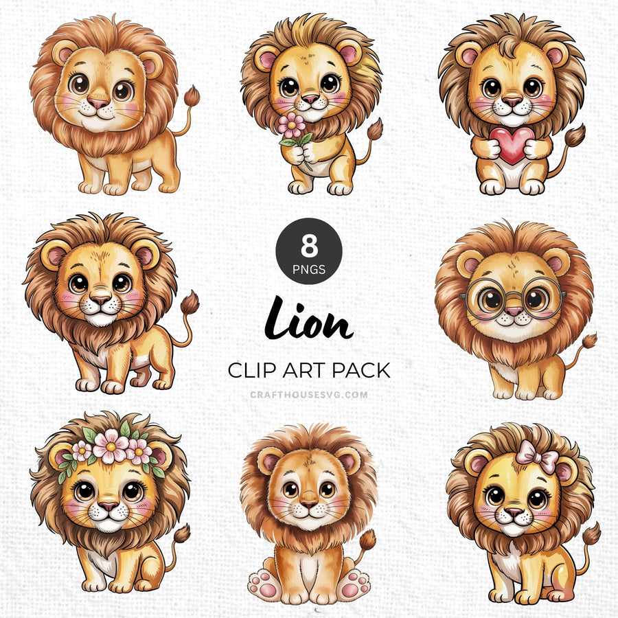 Lion Clipart Pack Sublimation Bundle PNG - Craft House SVG