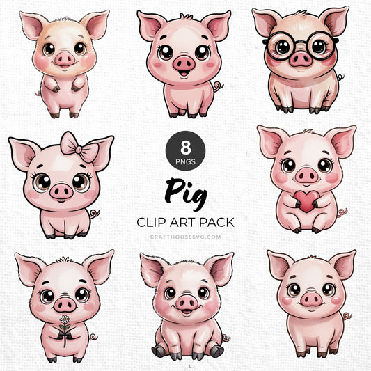 Pig Clipart Pack Sublimation Bundle PNG