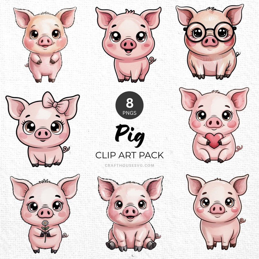 Pig Clipart Pack Sublimation Bundle PNG - Craft House SVG