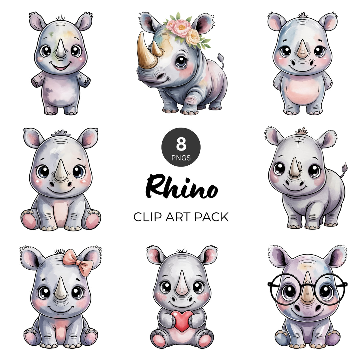 Rhino Clipart Pack