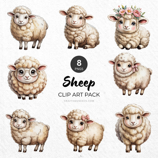Sheep Clipart Pack Sublimation Bundle PNG