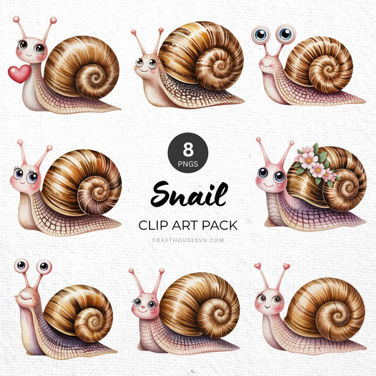 Snail Clipart Pack Sublimation Bundle PNG