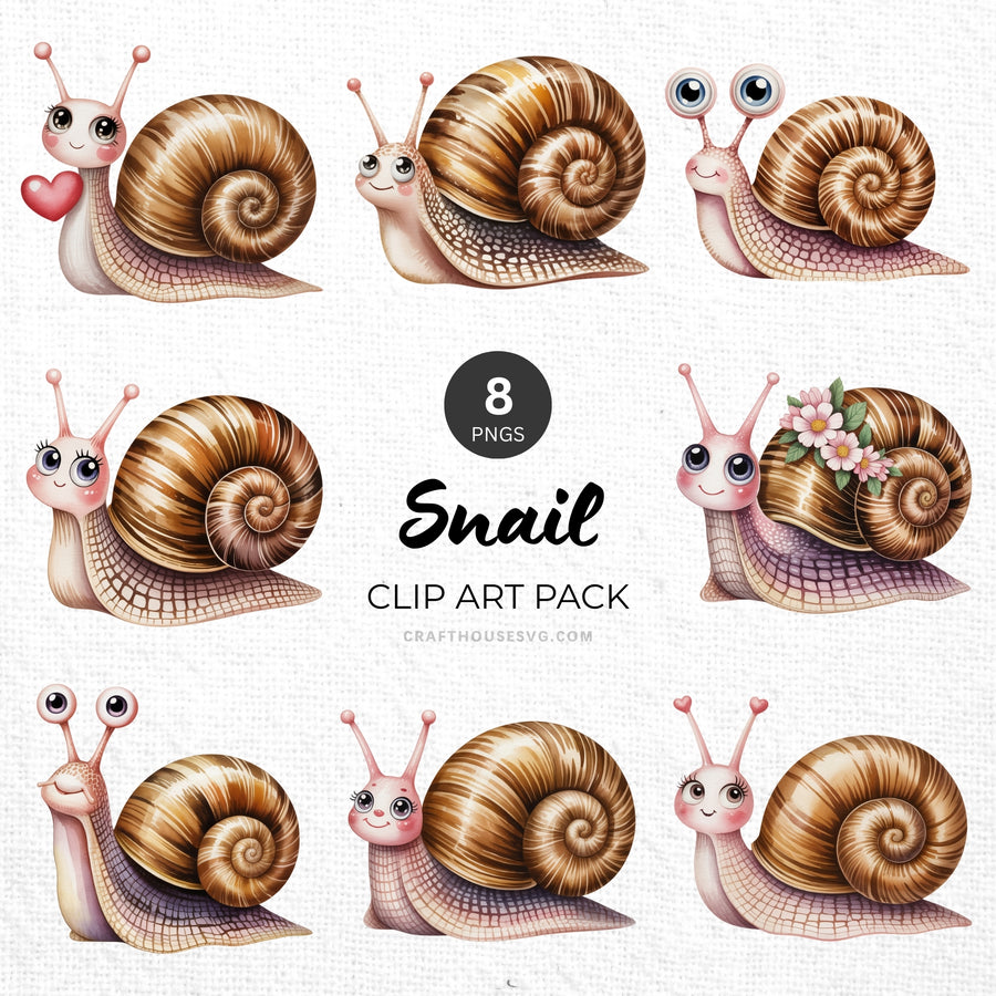 Snail Clipart Pack Sublimation Bundle PNG - Craft House SVG