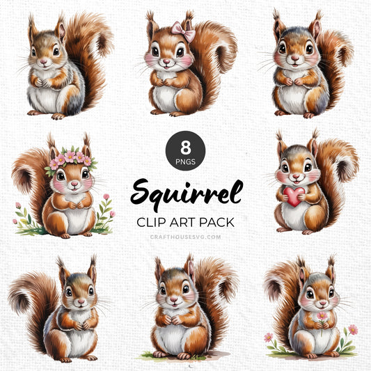 Squirrel Clipart Pack Sublimation Bundle PNG