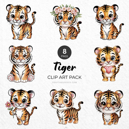 Tiger Clipart Pack Sublimation Bundle PNG