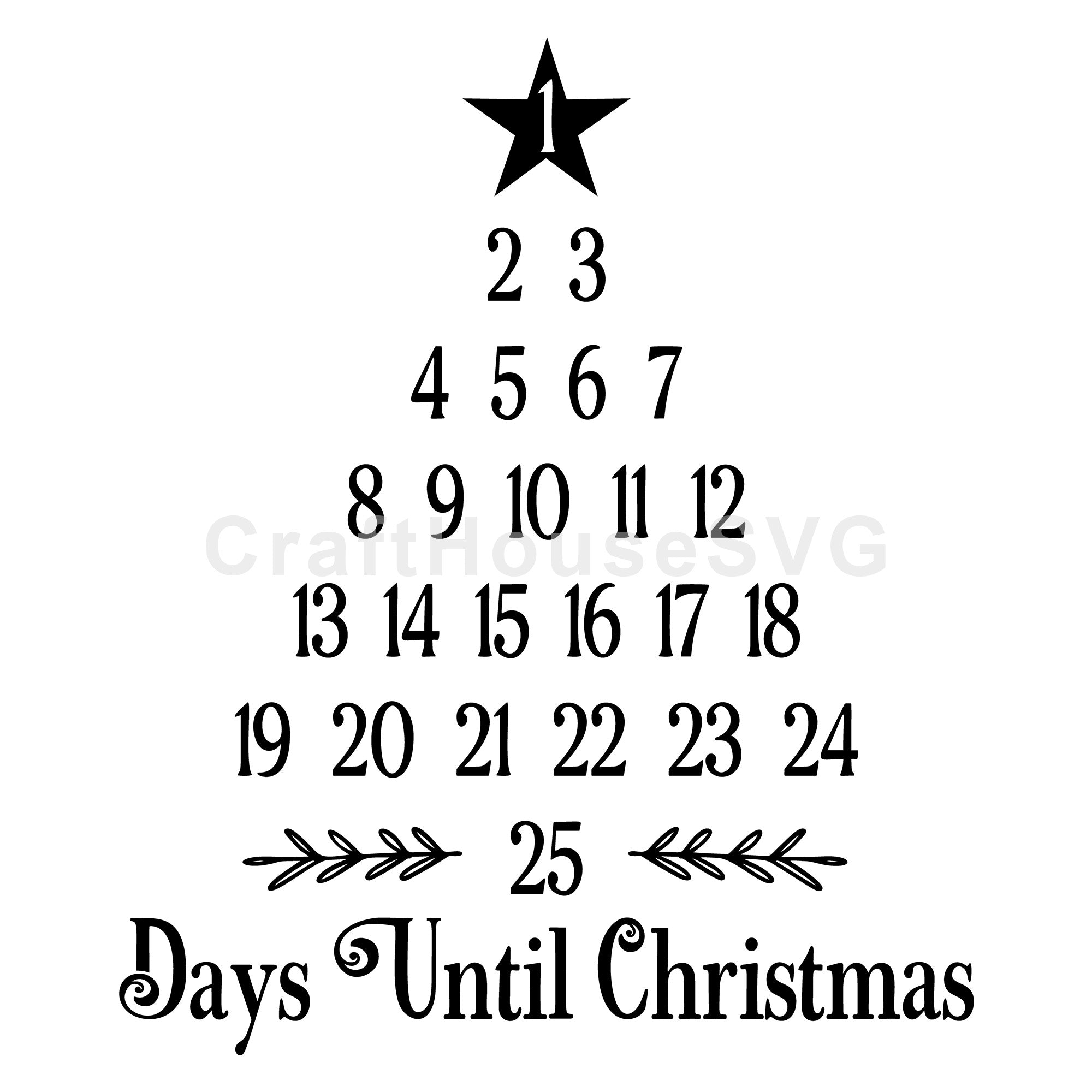 25 days until Christmas Calendar SVG