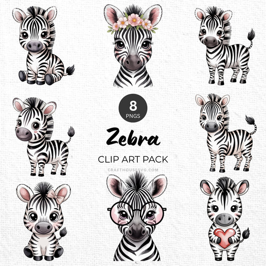 Zebra Clipart Pack Sublimation Bundle PNG