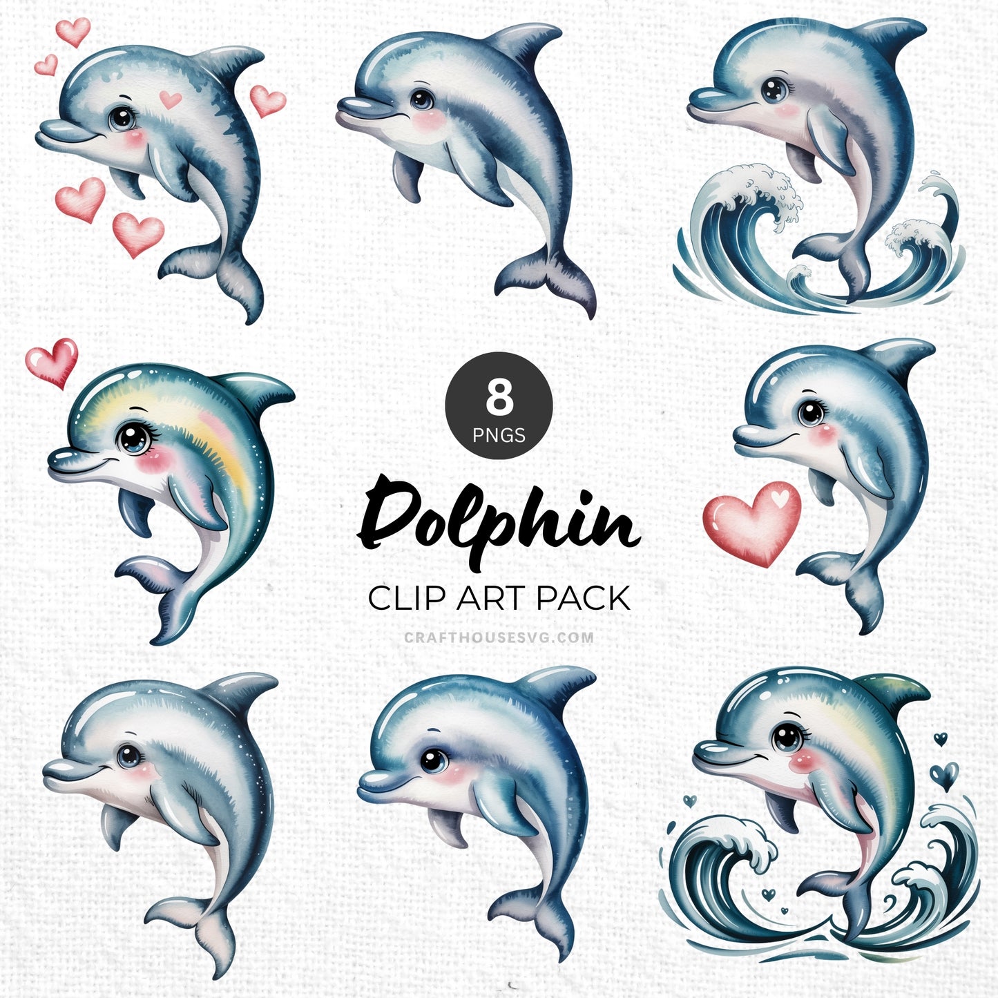 Dolphin Clipart Pack Sublimation Bundle PNG
