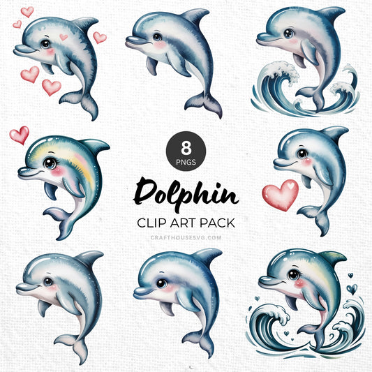 Dolphin Clipart Pack Sublimation Bundle PNG