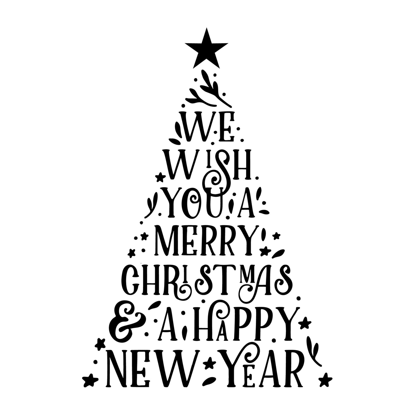 We Wish You A Merry Christmas And A Happy New Year SVG design for Cricut, Silhouette, laser cutting, vinyl, sublimation, Christmas crafts, and DIY projects.