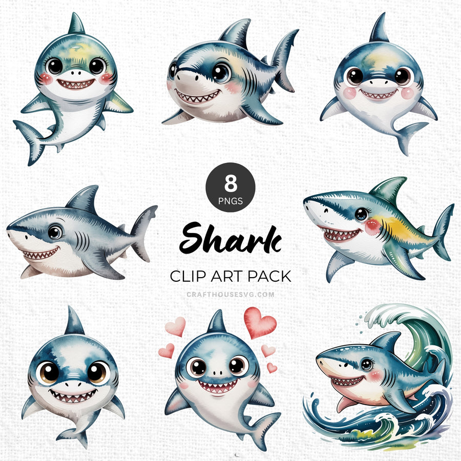 Shark Clipart Pack Sublimation Bundle PNG - Craft House SVG