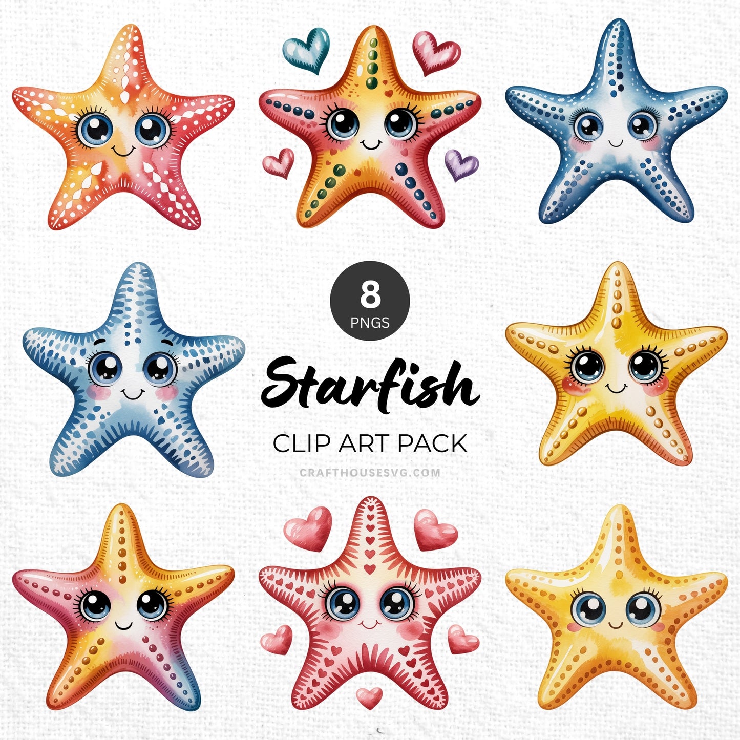 Starfish Clipart Pack Sublimation Bundle PNG