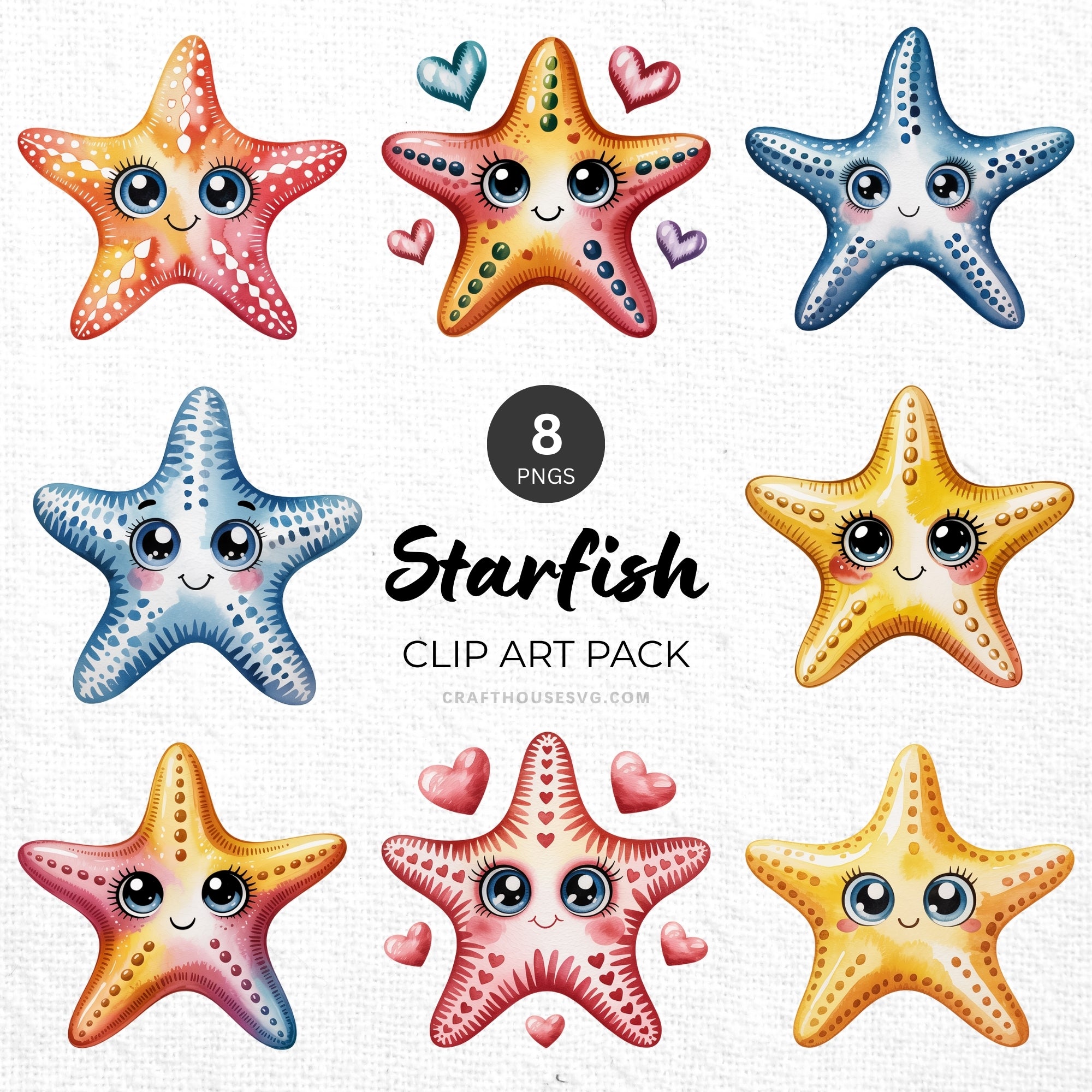 Starfish Clipart Pack Sublimation Bundle PNG - Craft House SVG