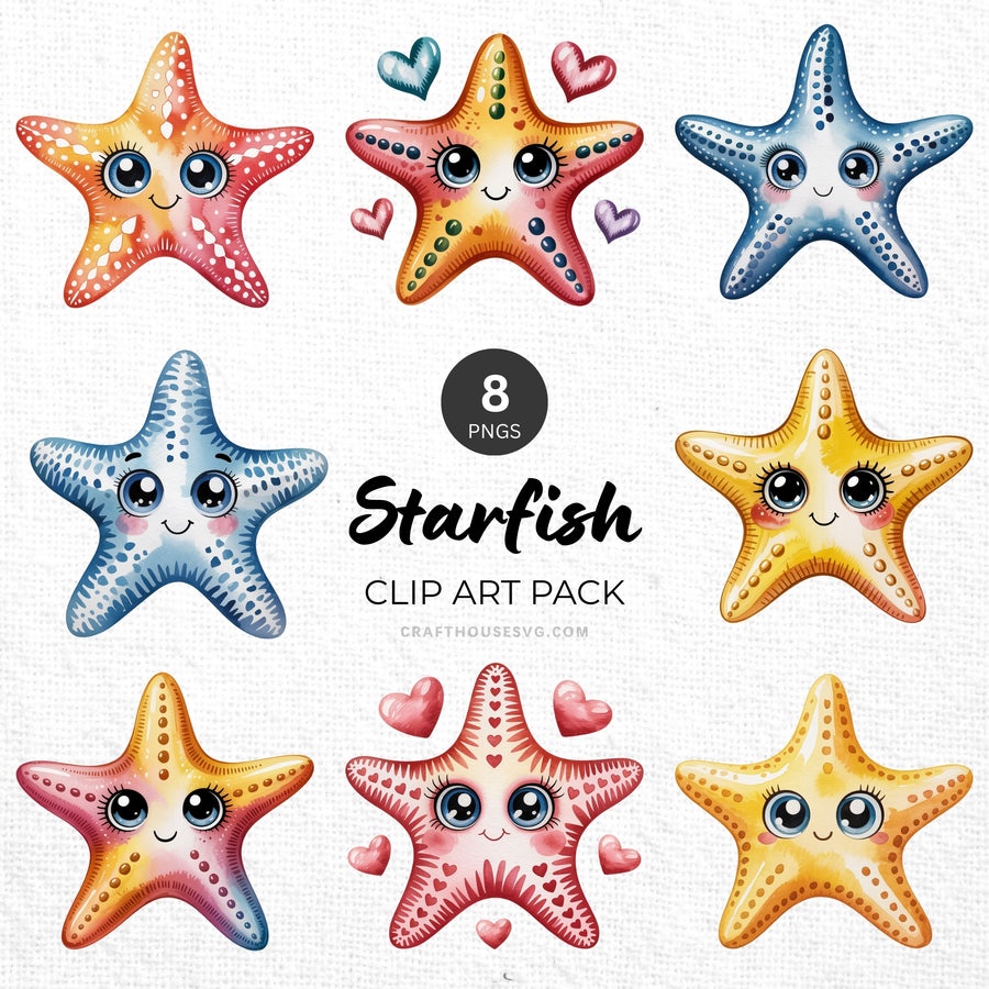 Starfish Clipart Pack Sublimation Bundle PNG - Craft House SVG