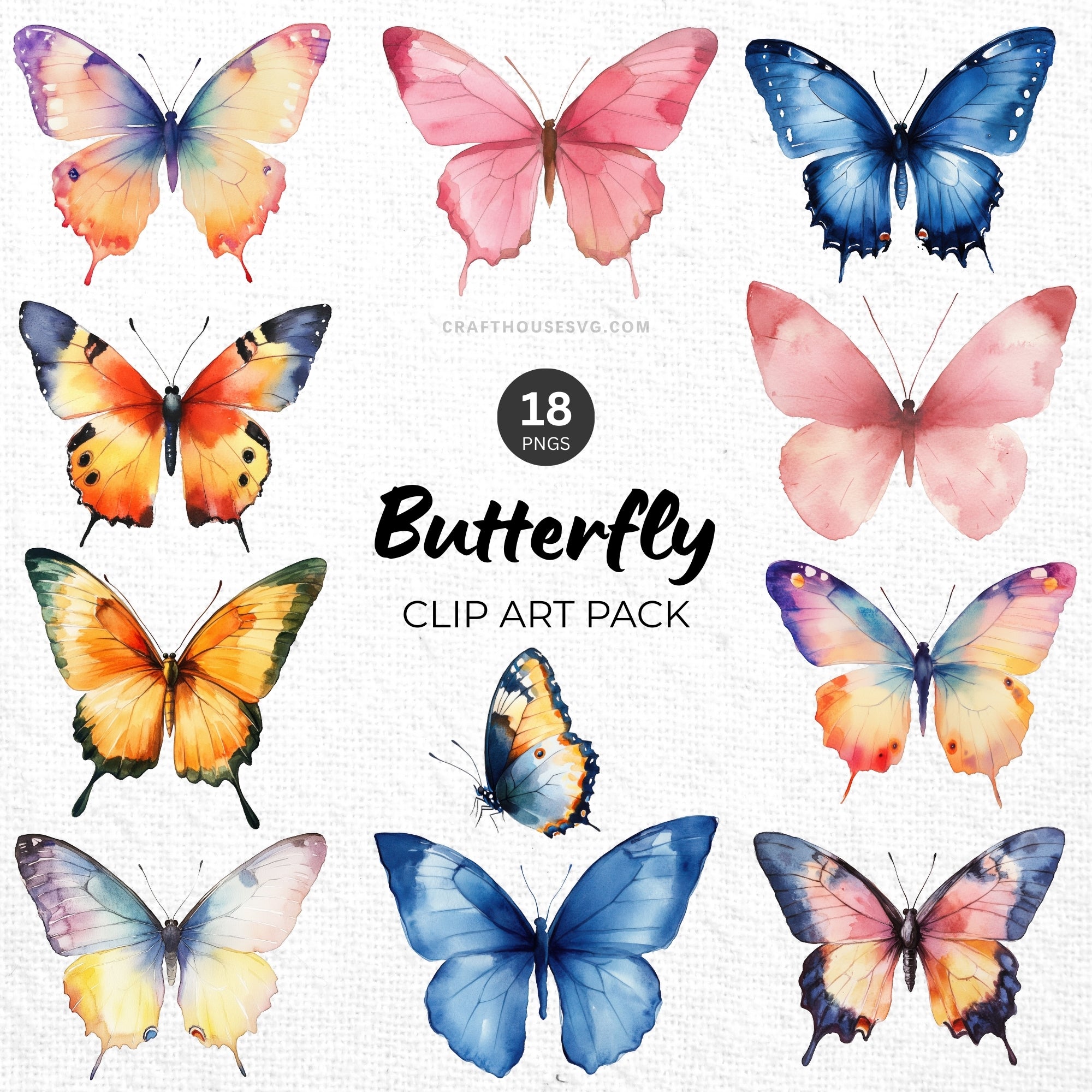 Butterfly Clipart Pack Sublimation Bundle PNG - Craft House SVG