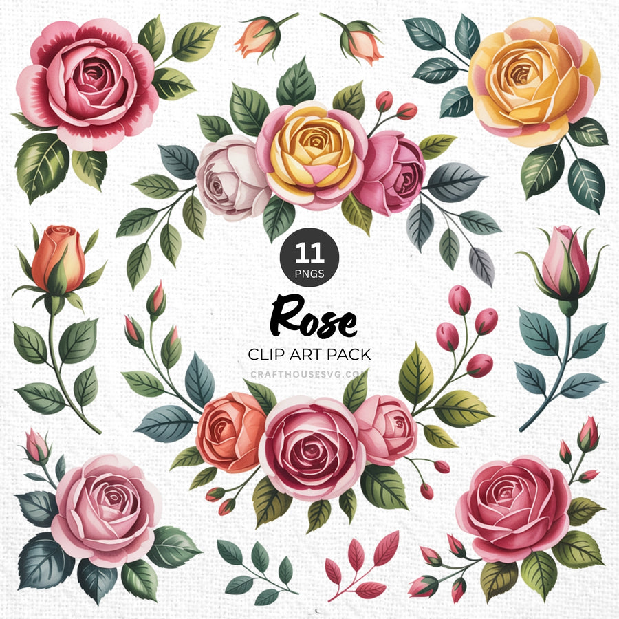 Rose Clipart Pack Sublimation Bundle PNG - Craft House SVG