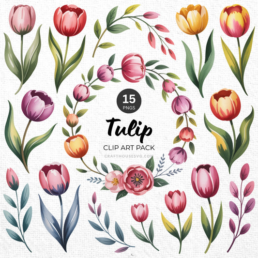 Tulip Clipart Pack Sublimation Bundle PNG