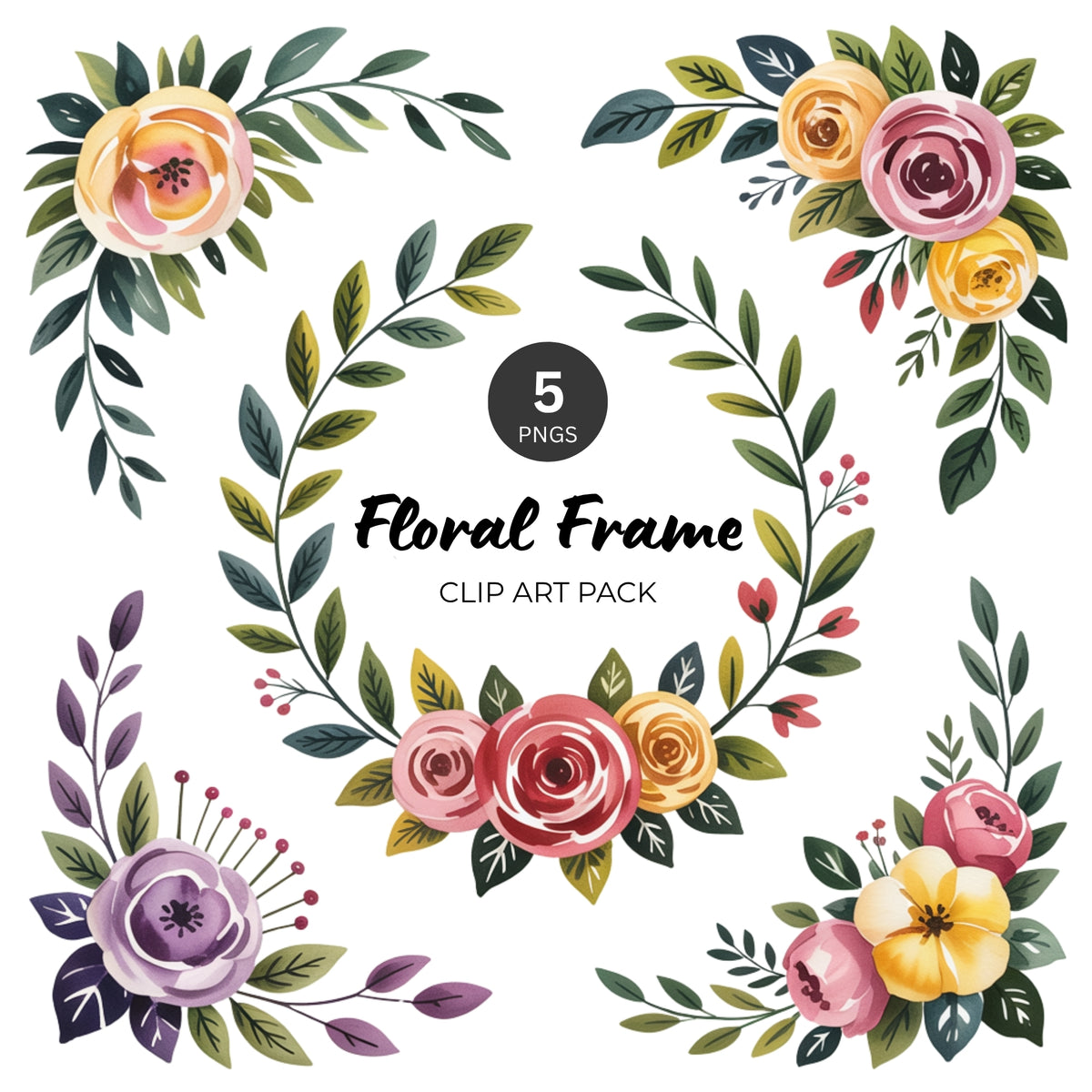 Floral Frame Clipart Pack