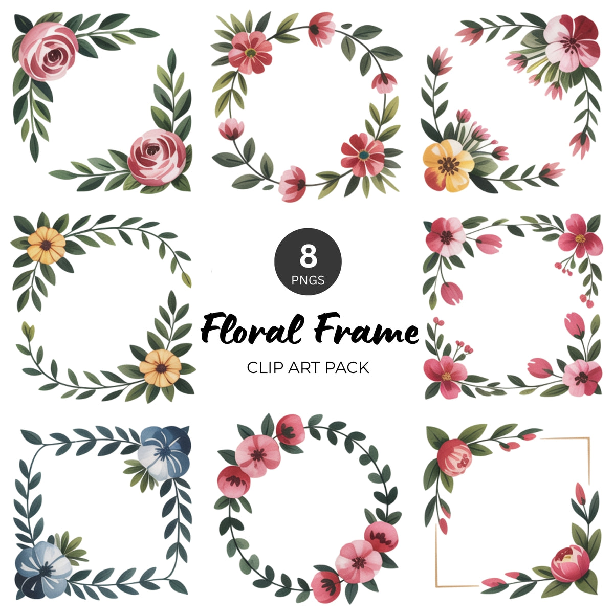 Floral Frame Clipart Pack