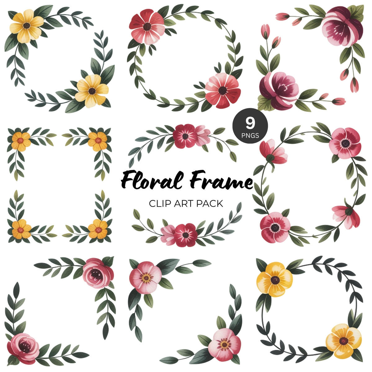 Floral Frame Clipart Pack