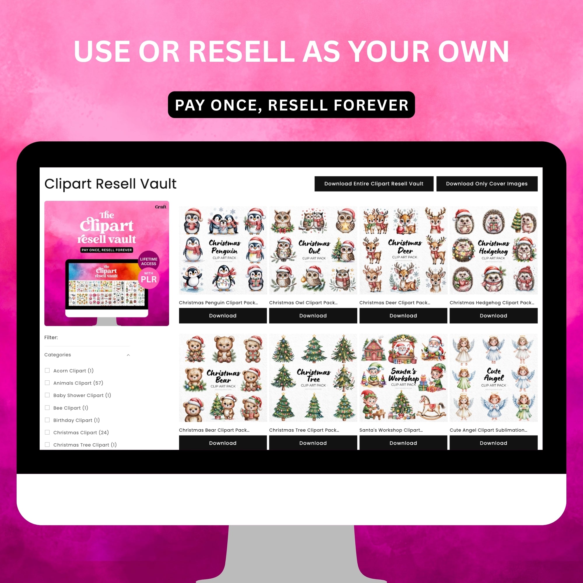The Clipart Resell Vault Lifetime Access - Craft House SVG