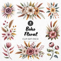 Boho Floral Clipart Pack Sublimation Bundle PNG - Craft House SVG